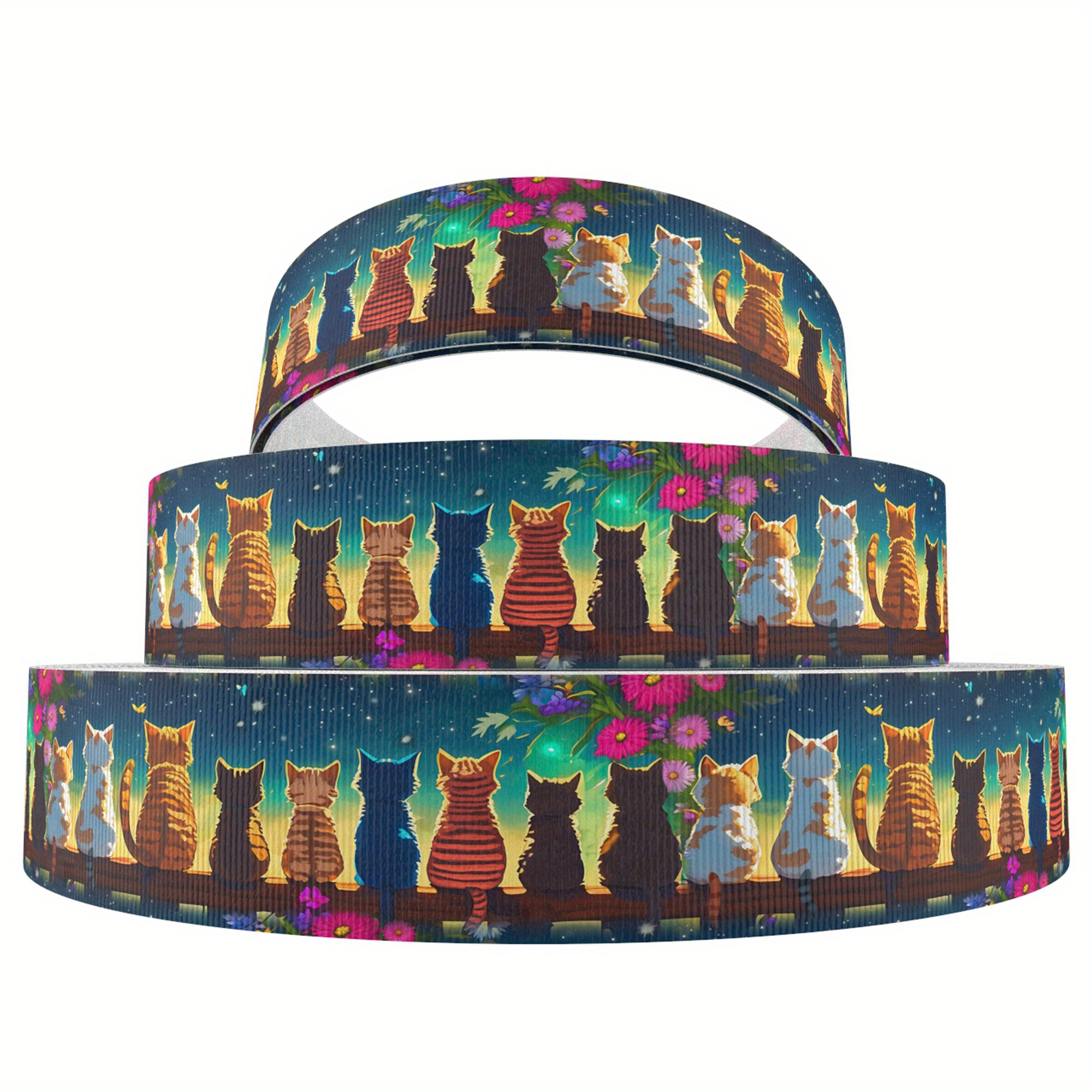 Image of 5 Yards Polyester Grosgrain Ribbon, 25mm - Floral & Animal Patterns For Diy Crafts, Hair Bows, Gift Wrapping, Wedding Decor & Party Favors, Office Gift Packaging, Crafting Projects
