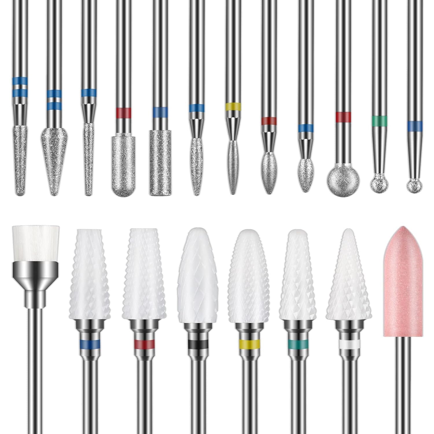 20pcs/box Professional Nail Drill Bits3/32'' Ceramic Carbide Drill Bits For Nails, Nail Bits For Nail Drill, Nail Drill Bit Set For Cuticle Remover Manicure Pedicure Tools Accessories