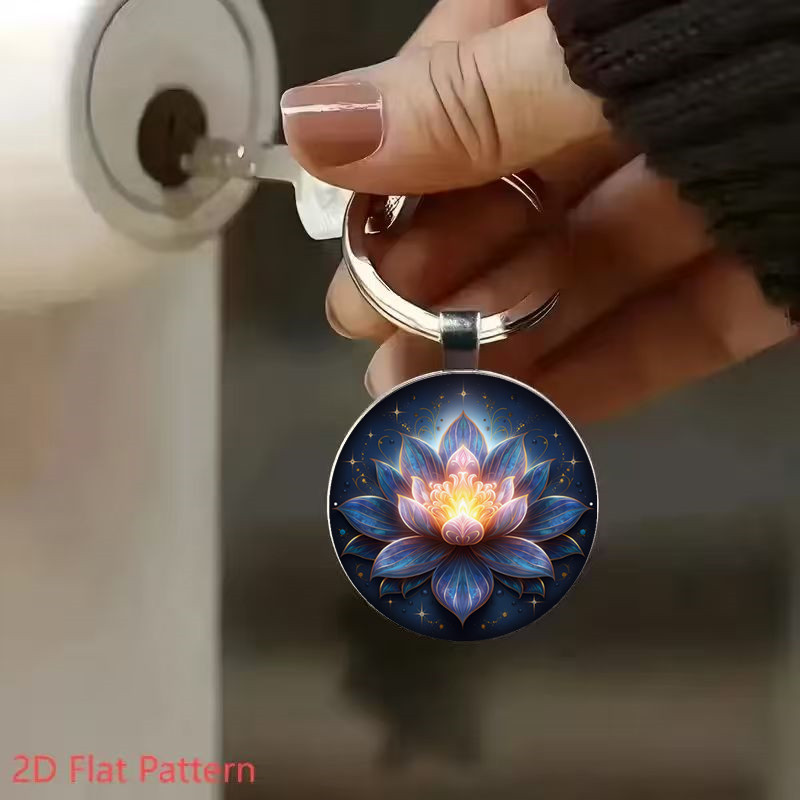 Exquisite Lotus Metal Keychain, Ornate Art Accessory