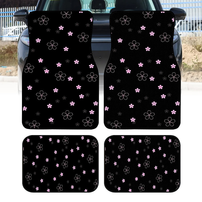 TEMU 4pcs Floral Pattern Car Mats, Ideal Gift , Durable, Suitable For Trucks, Sedans, Suvs, And More