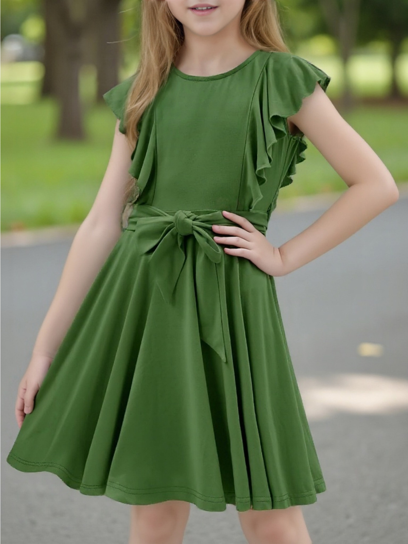 casual ruffle dress elegant a line flowy dresses belt 5 14 - Temu