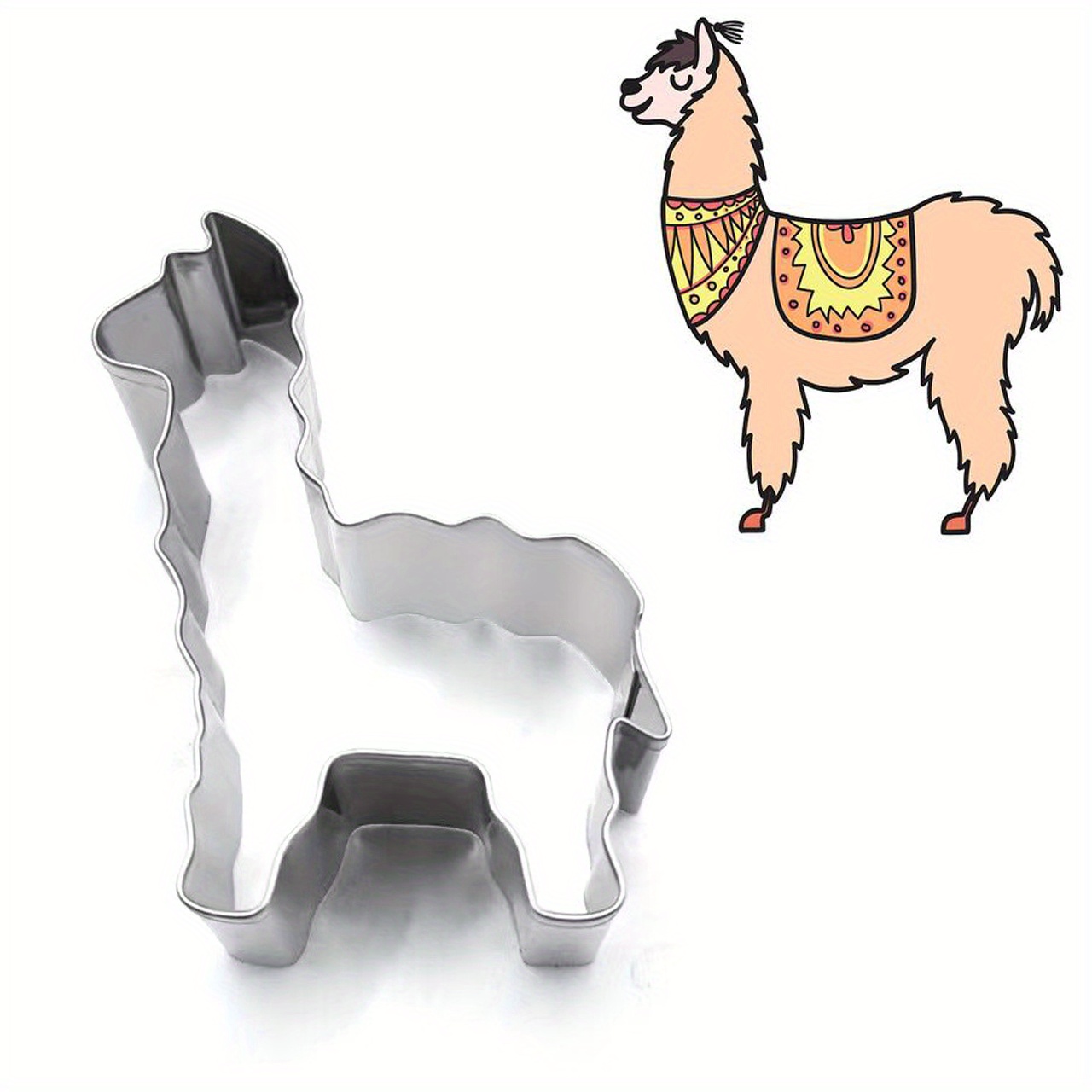 Image of A Stainless Steel Cookie Cutter In Of An Alpaca, Perfect For Baking, Bread, And Candies - An Tool For Baking Enthusiasts And A Great Gift For Easter