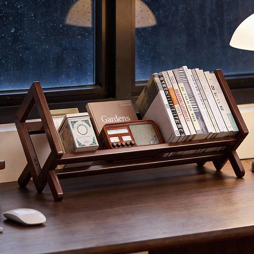 stylish wooden desktop file organizer a compact bookshelf with multiple tiers suitable for office and study environments easy to assemble made of sturdy composite wood of storing office supplies and additions