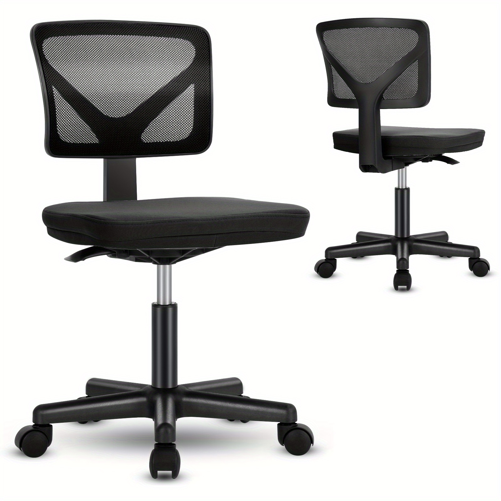 TEMU Modern Indoor Outdoor Chairs, Minimalist Swivel Rolling Armless Office Chair With Lumbar Support For Sporty Home