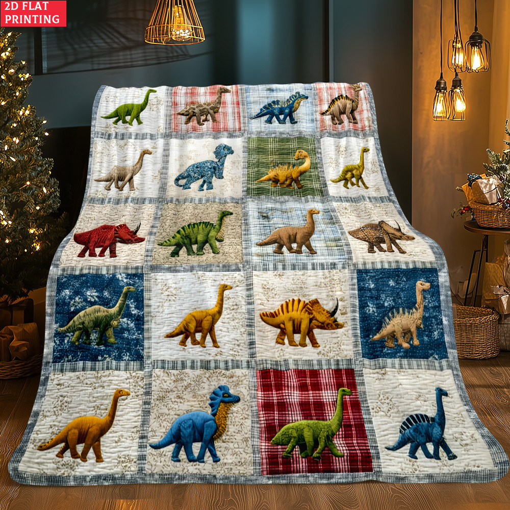 TEMU 1pc Of Dinosaur Pattern Highdefinition 2d Flat Print Blanket| Soft And Warm Flannel, Polyester Material, Digital Printing, 280gsm, Suitable For