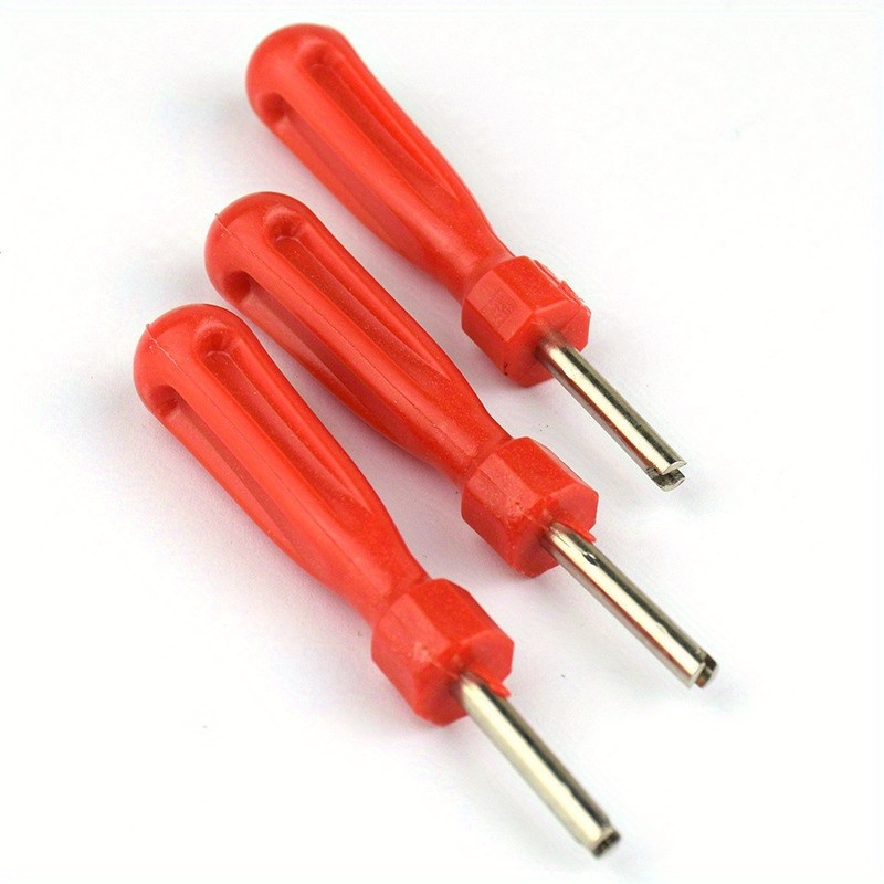 TEMU 3pcs Tire Valve Core Removal Tool - Red Rubber Wrench With Metal Screwdriver, Convenient For Tire Repair And Maintenance, Durable And