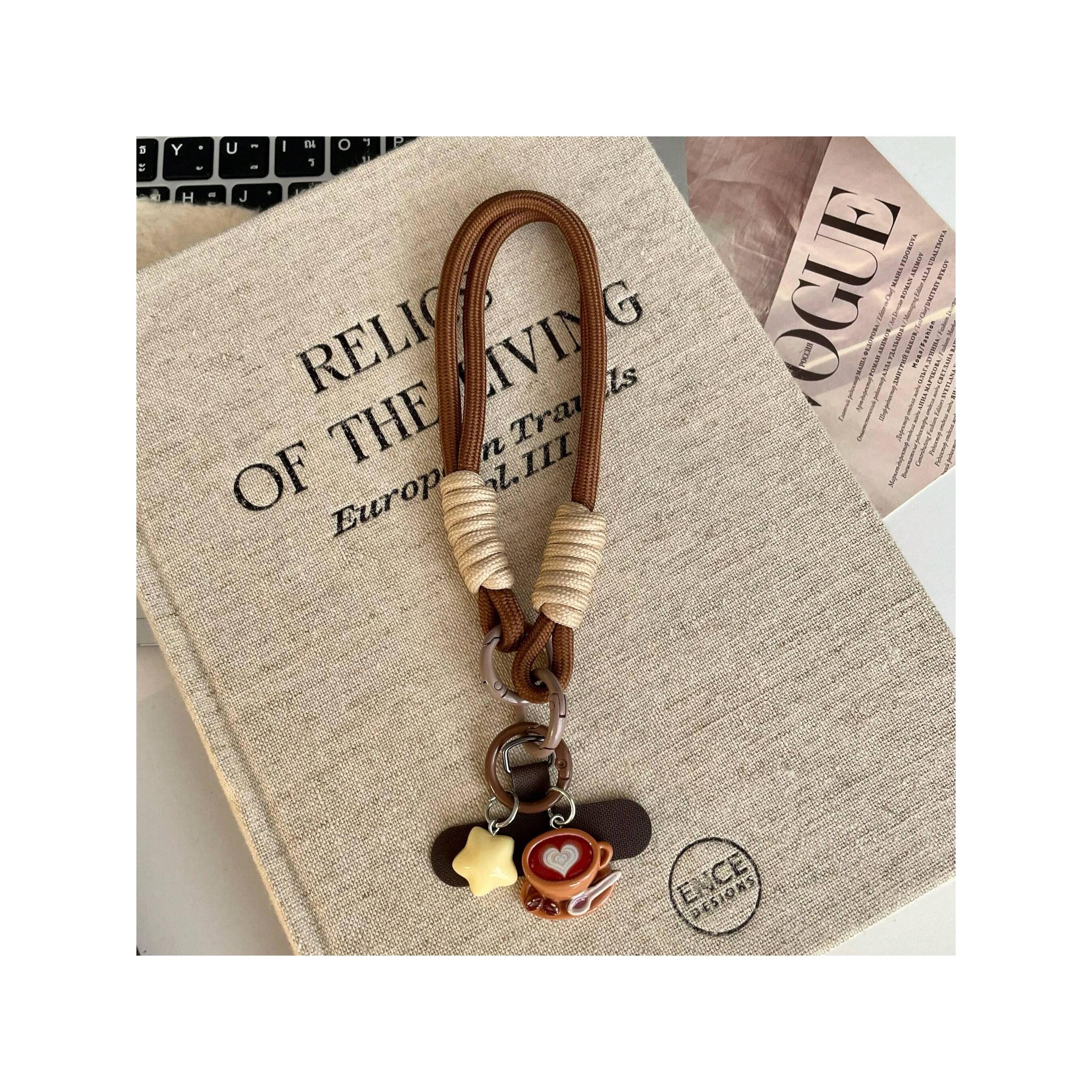 E-shop Stern-Kaffeetasse-Handy-Umhängeband-Armband, Handy-Armbandband mit Bindekordel, Handy-Anhängerband, passend für universelle Handyhüllen, DIY