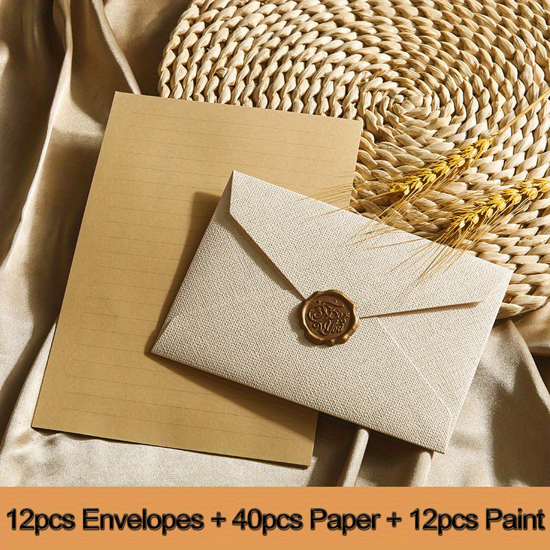 TEMU 64pcs Envelope And Letter Kit, Diy Gifts & Invitations, Wedding Invitations & Office Use, Invitations, Envelopes, With Wax Seals For Diy Crafts,