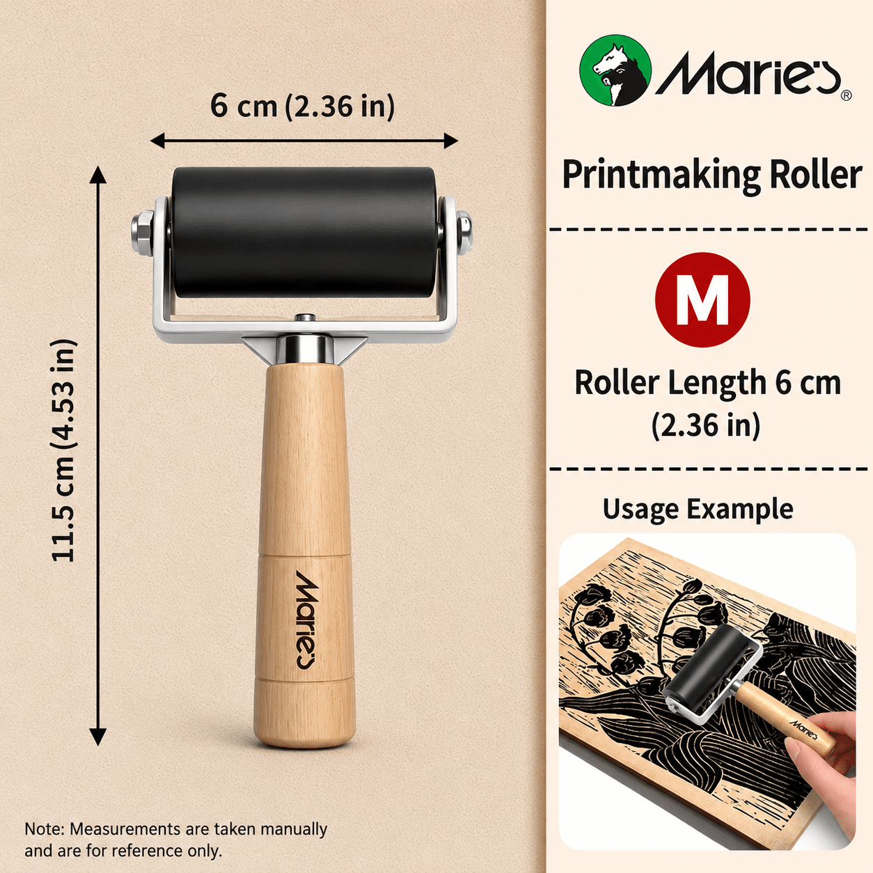 TEMU Marie's Printmaking Roller Tool Set, Black Rubber Ink Roller, Suitable For , Vinyl Sheet, Rubber Plate Printing And Artistic Painting. Used For