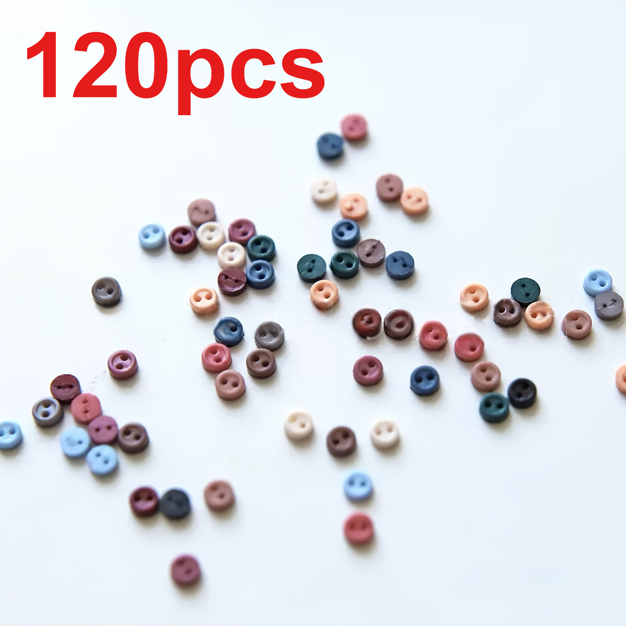 E-shop 40/80/120 Stück gemischte Farben von 12 Arten, 3mm/0,11 Zoll kleine Vintage-Resin-Mini-Knöpfe, geeignet für Puppenkleidung, Bastelarbeiten,