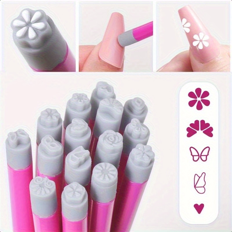 TEMU 4pcs Nail Art Set - A Simple Homemade Nail Design Toolkit Suitable For And Painting, A Stamp Tool Suitable For Women And Girls To Use