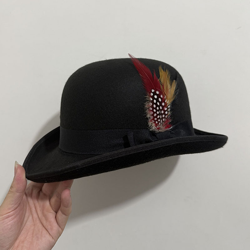 Image of European And American British-style Hamburger Hat, Round-top Bohemian Retro Fedora, Fashionable Hat For Men And Women For Street Dance