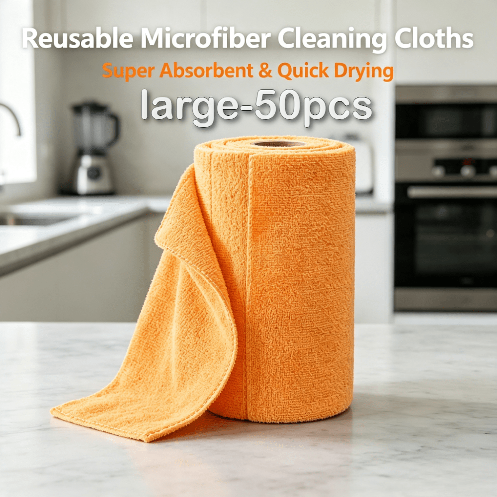 TEMU 50pcs Extra-large Roll Dishwashing Sponge, Tearable Fiber Cleaning Cloth, Kitchen Cleaning Towel, Tea Towel-convenient And . Reusable, Machine