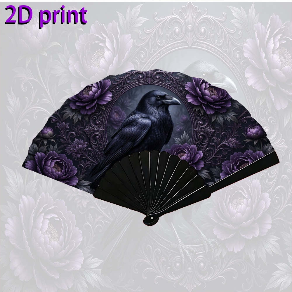 TEMU Handheld Folding Fan For Men And Women, Gothic With Ornate Floral Frame Unique, Design - Perfect For , Photoshoots, Travel, Weddings, Parties,