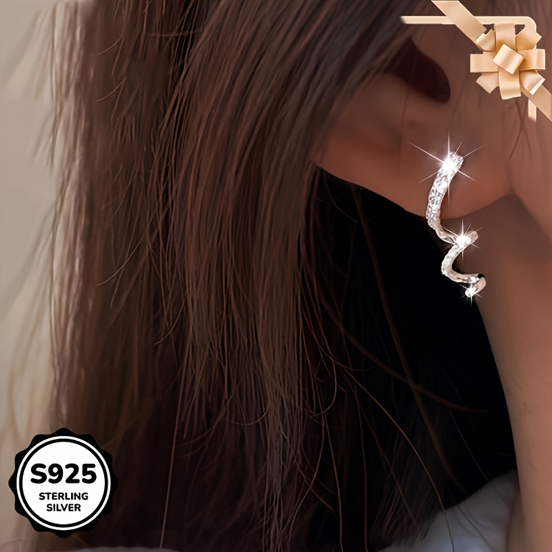 1 pair s925 sterling silver tassel drop earrings with sparkling cubic zirconia hypoallergenic   daily wear and parties ideal for gift   elegant and vintage style Product details 4