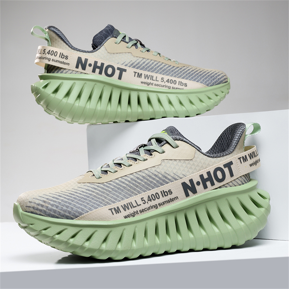 [Sneakers] Men'S Women'S Road Running Shoes, Thick Sole Casual Athletic Shoes for Men, Teenager Outdoor Sports Design, Comfortable Breathable Fabric Upper, Cushioning Shock-Absorbing MD Sole, Non-Slip And Wear-Resistant, Low-Top Lace-Up Closure