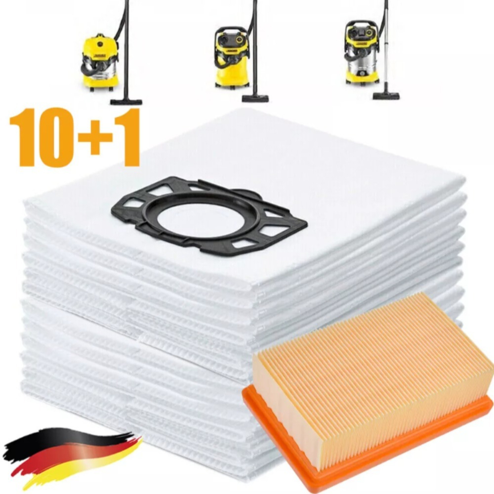 Image of 1 Set Includes 10 Vacuum Cleaner Dust Bags + 1 Mv4 Filter Cartridge Replacement Compatible Vacuum Cleaner Models: Mv4, Mv5, Mv6, Wd4, Wd5, Wd (not Compatible With Other Models) Cartridge Replacement