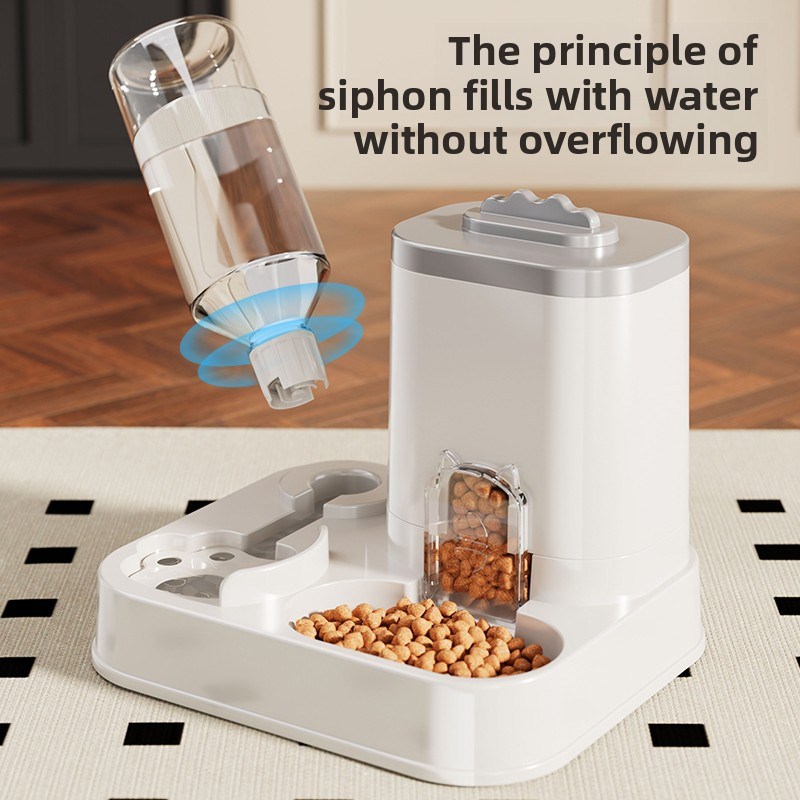 automatic   water dispenser with integrated food basin 1 10l capacity no batteries needed modern   for   hydration durable pet hydration solution automatic pet feeder sleek pet accessory sturdy construction 1