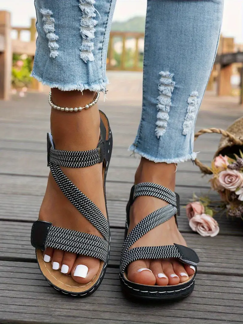 magimobo womens summer sandals casual open toe wedge heel thick cushioned pu sole adjustable ankle strap hook and loop closure breathable synthetic cover for beach casual casual attire crisscross strap design durable footwear Product details 9