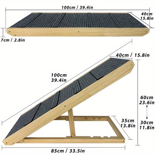 foldable dog ramp portable pet ramp four adjustable height levels dog stairs for large cats and dogs non slip dog steps for beds sofas or cars pet stairs load 100kg 100x40x60cm