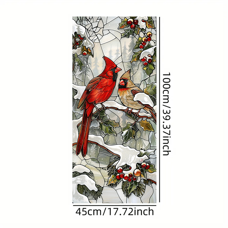 TEMU Autocollant 2D plat pour en verre dépoli, 1 pièce, motif Le Petit Rouge et rouges de Noël - Film décalcomanie pour fenêtre style de de la forêt