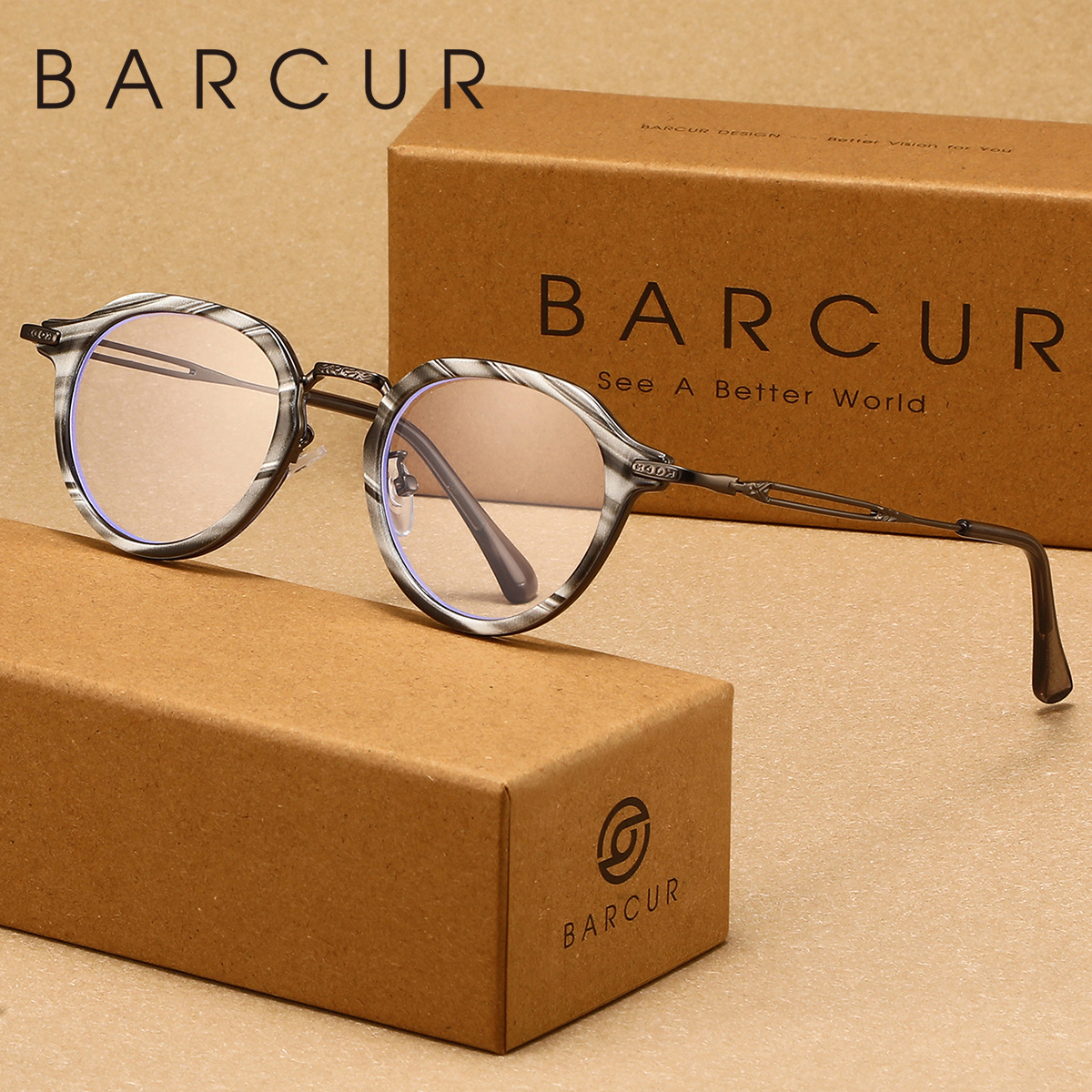 Barcur Vintage Style Classic Decorative Glasses, Cute Oval Frame, Writing Office, Christmas Gift
