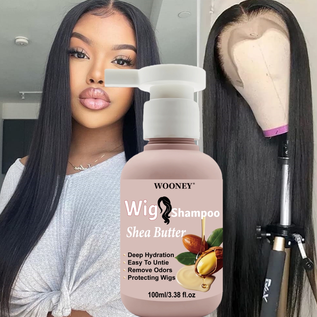 Image of Shea Butter Wig Shampoo For Wigs Care Provides Deep Hydration, Makes Easy, Odors, And Protects Wigs. It Cleanses Gently, Retains Moisture, And . Suitable For All Types Of Wigs, Including Color-treated