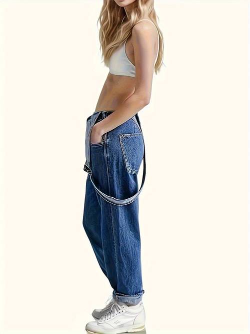 solid color slant pocket overall jumpsuit casual adjustable strap sleeveless cross back overall jumpsuit suitable for spring and summer womens fashion