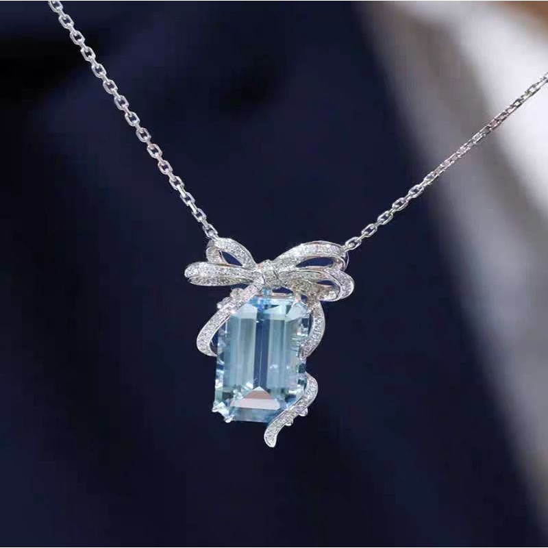 TEMU 1pc Collier Bleu Mer avec Pendentif Nœud pour Femme, Chaîne Clavicule Tendance Coréenne, Collier Cool et Doux, Idéal pour , et les Fêtes, et le