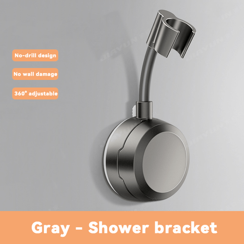 1pc adjustable shower suction cup holder bathroom wall mounted handheld shower head holder gray abs plastic no drilling required summer bathroom shower accessories