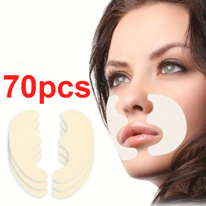 Image of 70pcs Night Facial Patches Nasolabial Folds Facial Wrinkle Patches, Suitable For Types, Smoothing Facial Wrinkles