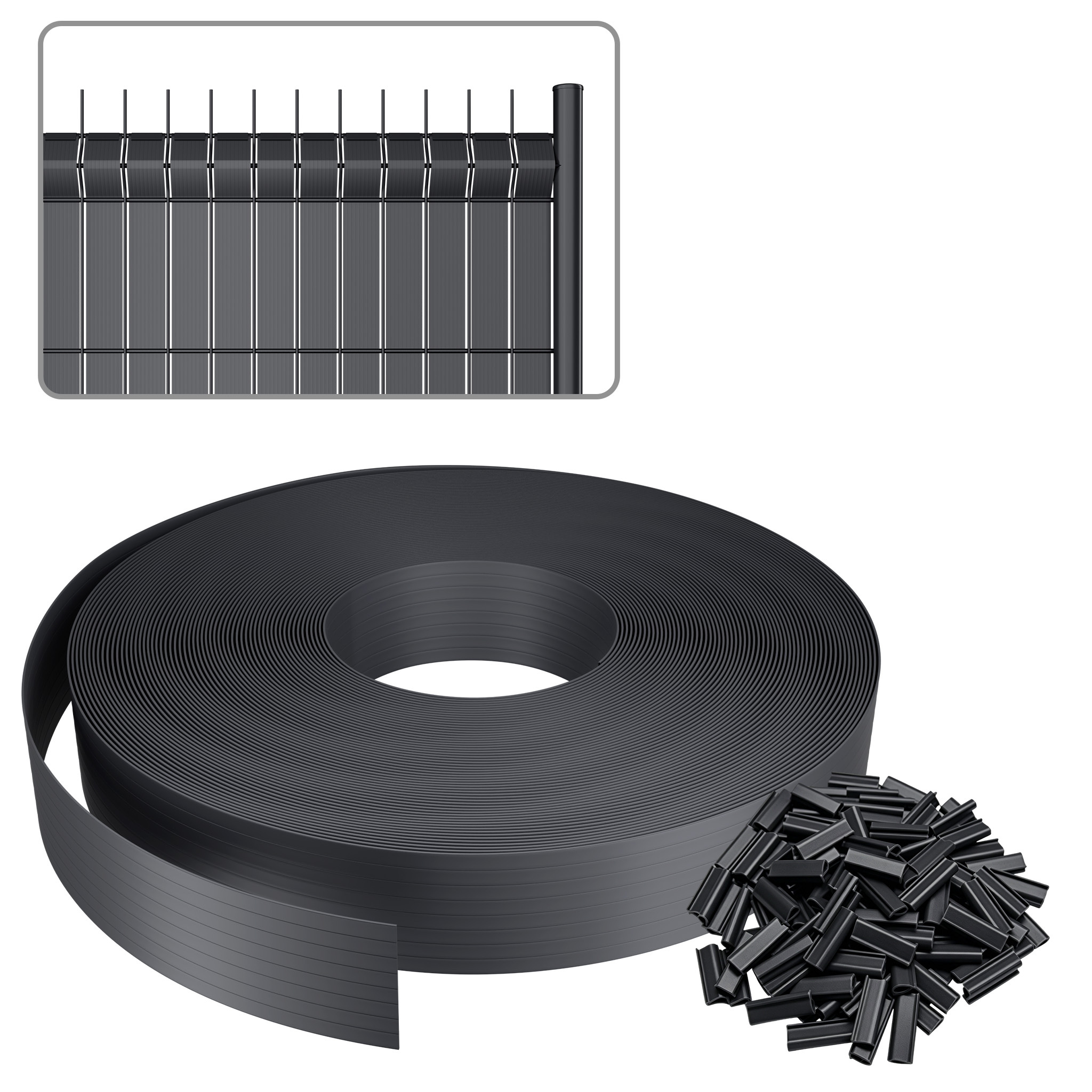 Pvc Privacy Fence Strips 35/65/70m For Garden And , Opaque Protection Screen Roll, Balcony Patio Outdoor Fence Cover, Free Fixing Clips Included, /green/grey