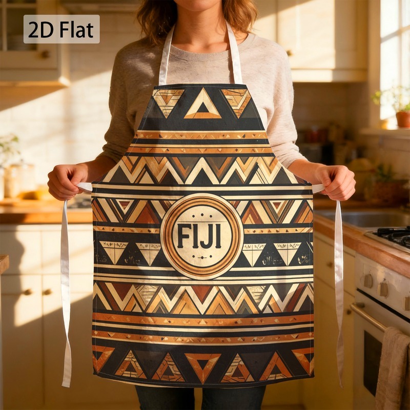 TEMU 1pc 1pcs Tropical Tribal Chef Apron With Fijian Print - Unisex Kitchen Apron Suitable For Baking, Grilling, Bbq, Cooking, Durable Fade-resistant