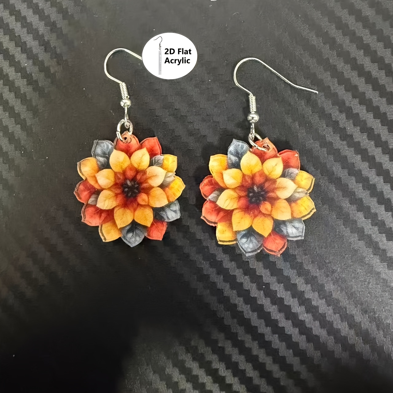 TEMU Pendientes 2D planos para mujer con flores y hojas, adecuados para regalos del Día de la , colgante de acrílico duradero con estilo Y2K, flor y