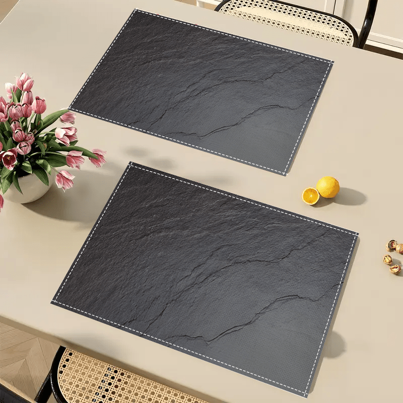 

4-pack Geometric Pattern Polyester Placemats, 100% Polyester Knit Fabric, Square Heat Resistant Table Mats For Kitchen, Dining, Party Decor, Hand Wash Only