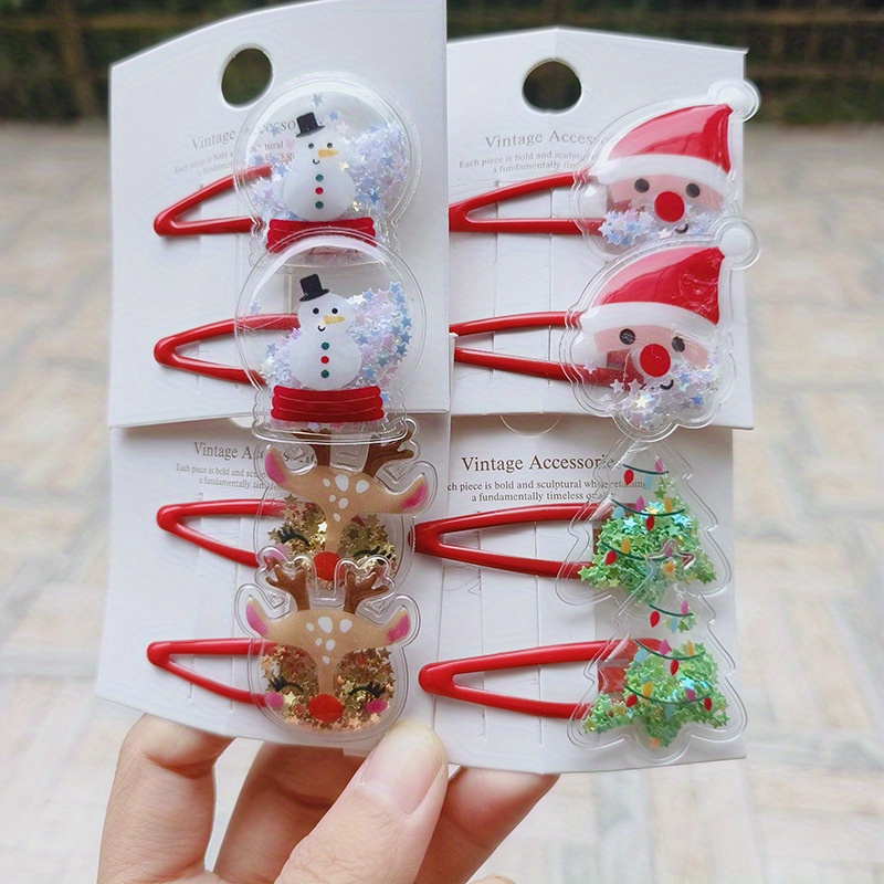 

2pcs Christmas Hairpins Set, & , , Plastic, Accessories For