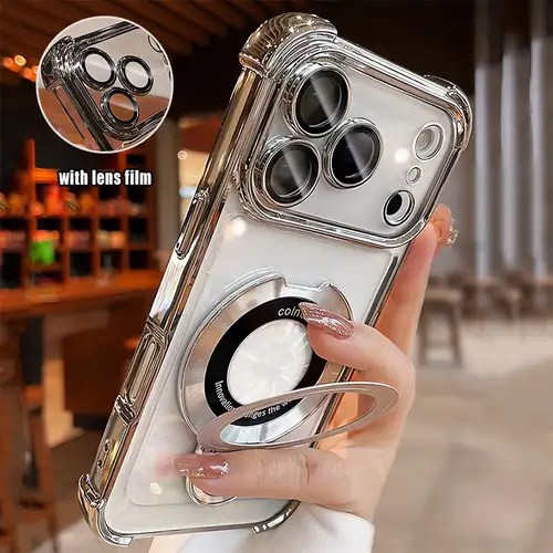 Phone Case - Luxury * Plating TPU Holder Clear Phone Case for Iphone 17 16 15 14 13 12 11 Pro * 17 Air Portable Phone Desktop Stand with Lens Protect Four Corner Shockproof Anti Scratch Protect Cover Phone Case - Luxury * Plating TPU Holder Clear Phone Case for Iphone 17 16 15 14 13 12 11 Pro * 17 Air Portable Phone Desktop Stand with Lens Protect Four Corner Shockproof Anti Scratch Protect Cover
