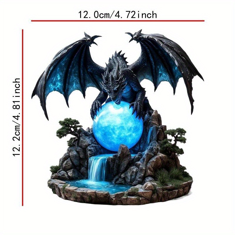 1pc 2d Flat Vehicle Decals Showcasing Dragon And An Orb Design - Ideal For Cars, Bikes, Laptops, Water Bottles, And Other Items!
