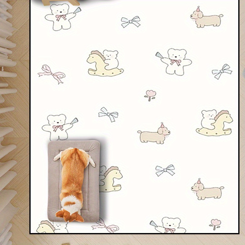 1pc wooden horse bear pattern dog crate mat plush pet cage Temu