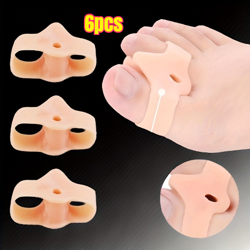 TEMU 6pcs Double-hole Big Toe Separators With Hole Design, Silicone Product, Reusable, Effectively Toe Friction.