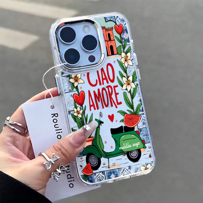 Ciao Amore Handyhülle Mit Blumenmuster Und Metallrahmen Für Iphone_voghion.com