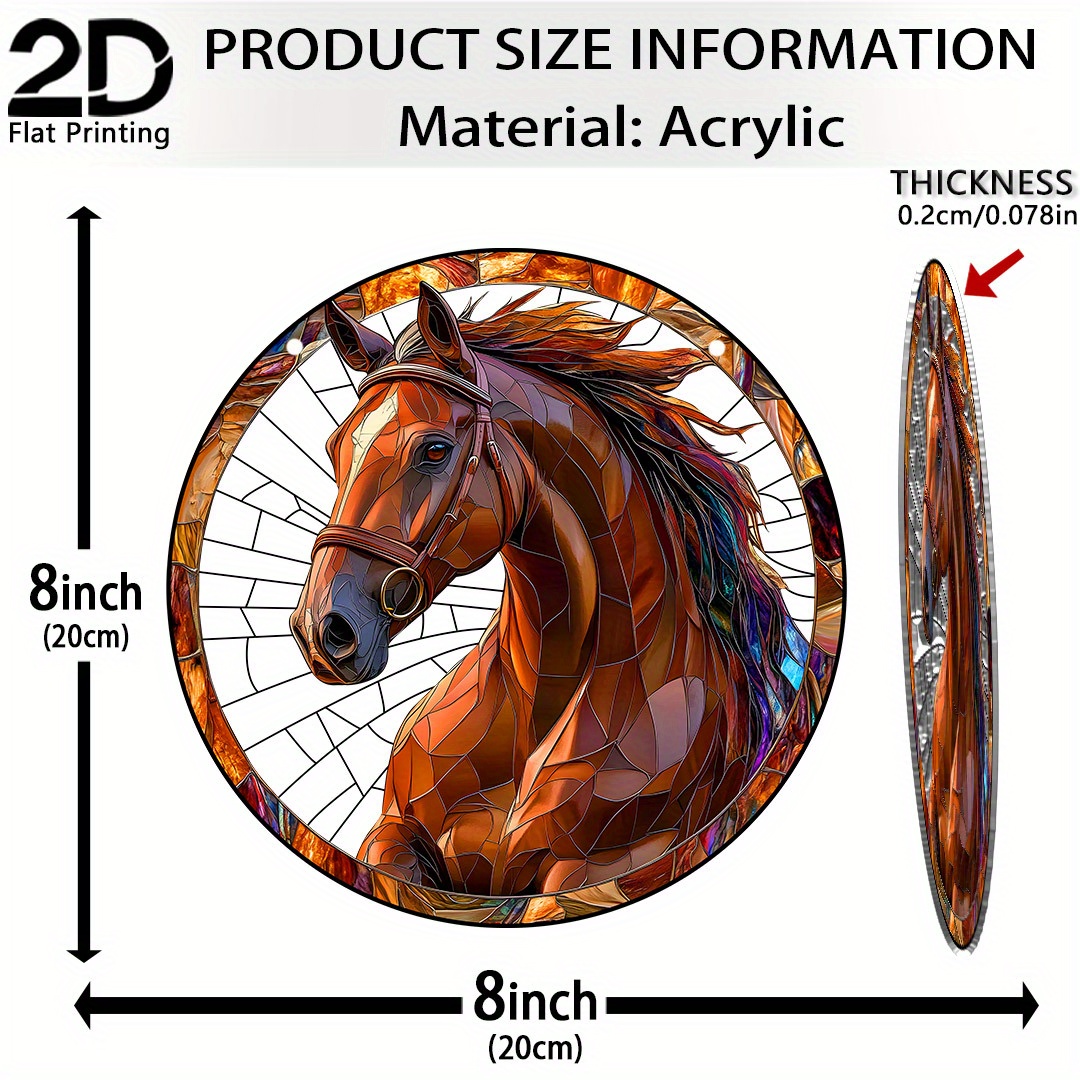 TEMU Attrape-soleil plat 2D, 1 pièce, style verre multicolore en acrylique, 8X8 pouces - Décoration intérieure et extérieure sur le thème des animaux