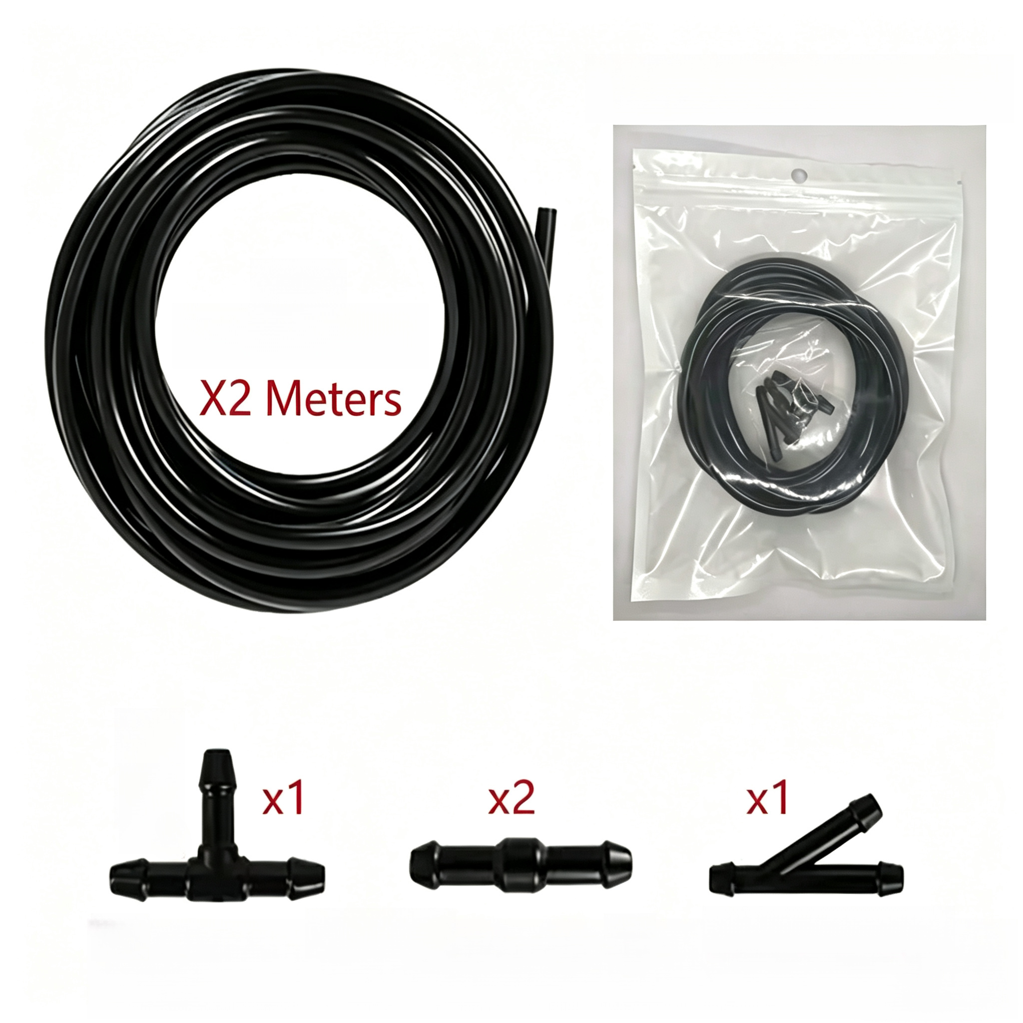 TEMU Kit de manguera para limpiaparabrisas - Manguera universal de 2 m, 4 conectores, para la mayoría de las instalaciones de boquillas de