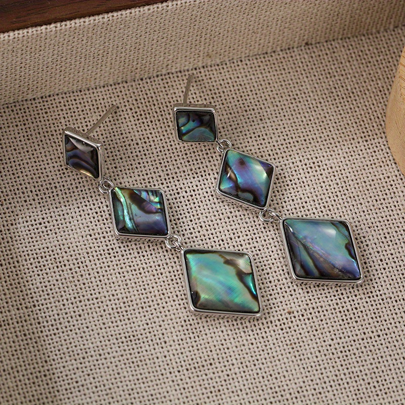 Vintage Bohemian Abalone Shell Pendant Earrings