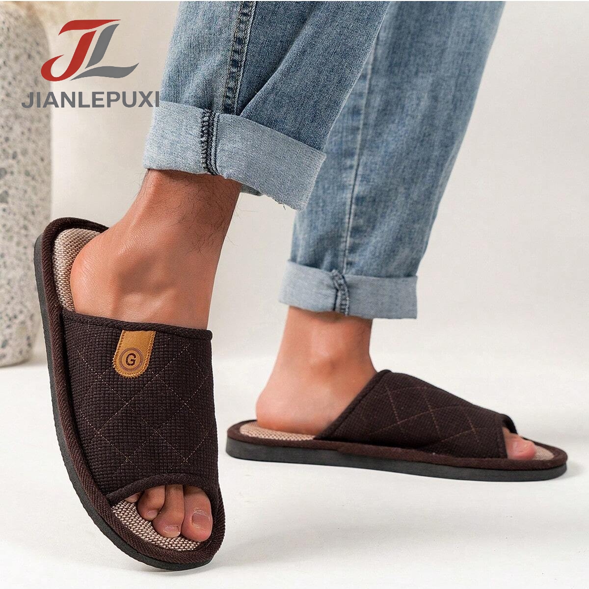 Image of Breathable Slide Slippers, Indoor House Slippers, Sole Non-slip Home Slides