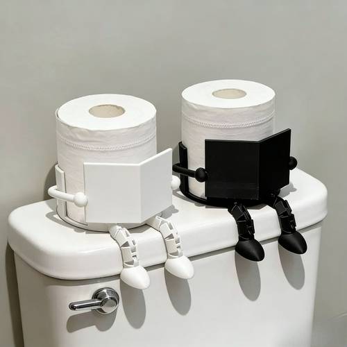 a whimsical toilet paper holder for book enthusiasts offered in black and white a touch of fun to your bathroom decor and great for holiday presents