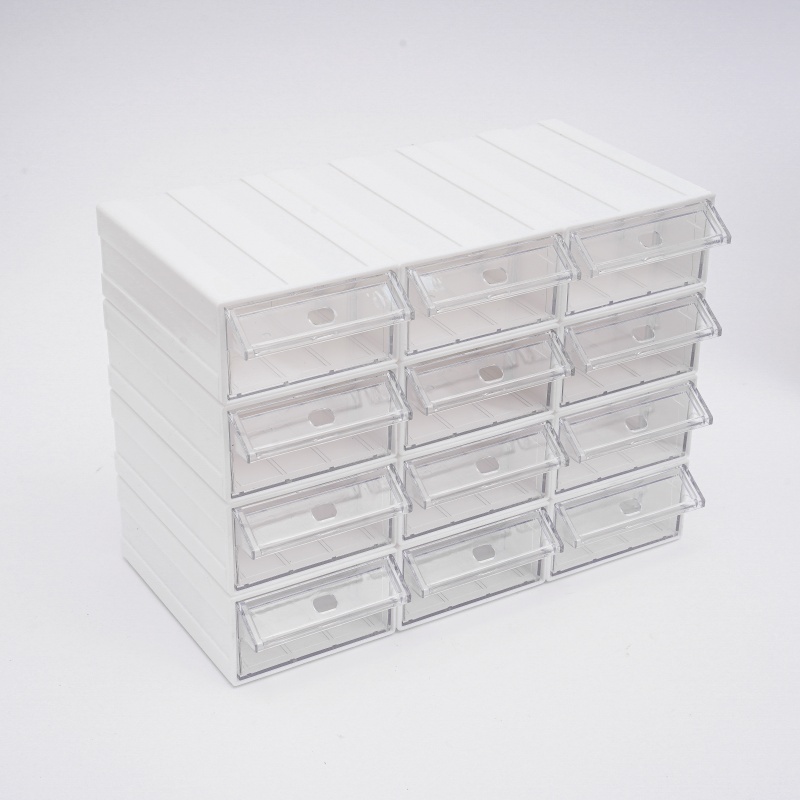 Image of Stackable Storage Cabinet With 12 Compartments, Ideal For Organizing Jewelry, Hair Additions, Medications, Small , Beads, Ribbons, Sewing Materials, And Craft Supplies