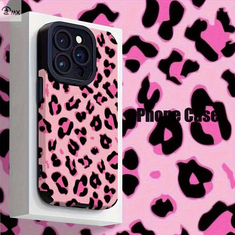 TEMU Phone Case: Pink Leopard Print Background Design, Made Of Material, Featuring Stain-resistant, Stylish, And Trendy Characteristics. Phone Case