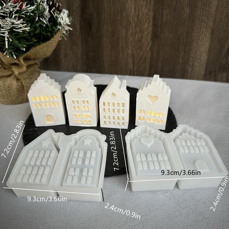 4 European-style House Ornament Plaster Molds, Resin Molds, Holiday Decorations