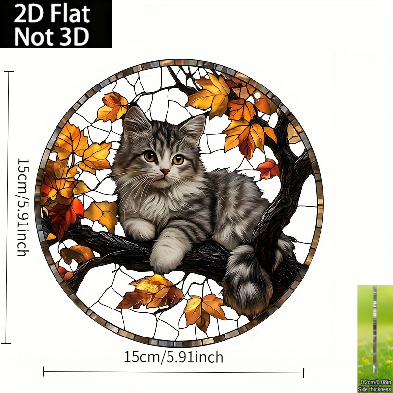 TEMU 2d Flat, 2d Flat - 1pc, 2d Flat Print, Cat Sun Catcher Garden Sun Catcher, Window Hanging, Cute Bathroom Decor, Entryway Decor, Window Wall Door